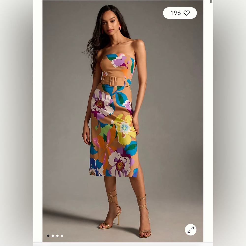 Anthropologie Maeve Strapless Belted Dress